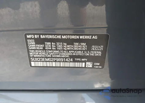 2023 BMW X7 xDrive40I z USA, uszkodzony, nr VIN 5UX23EM02P9R91424